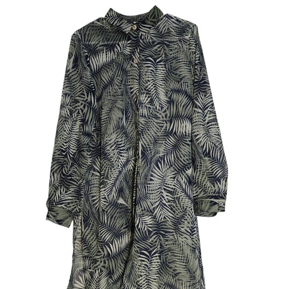 Сaldwater Creek green shirt blouse tunicI with floral pattern - Picture 1 of 2